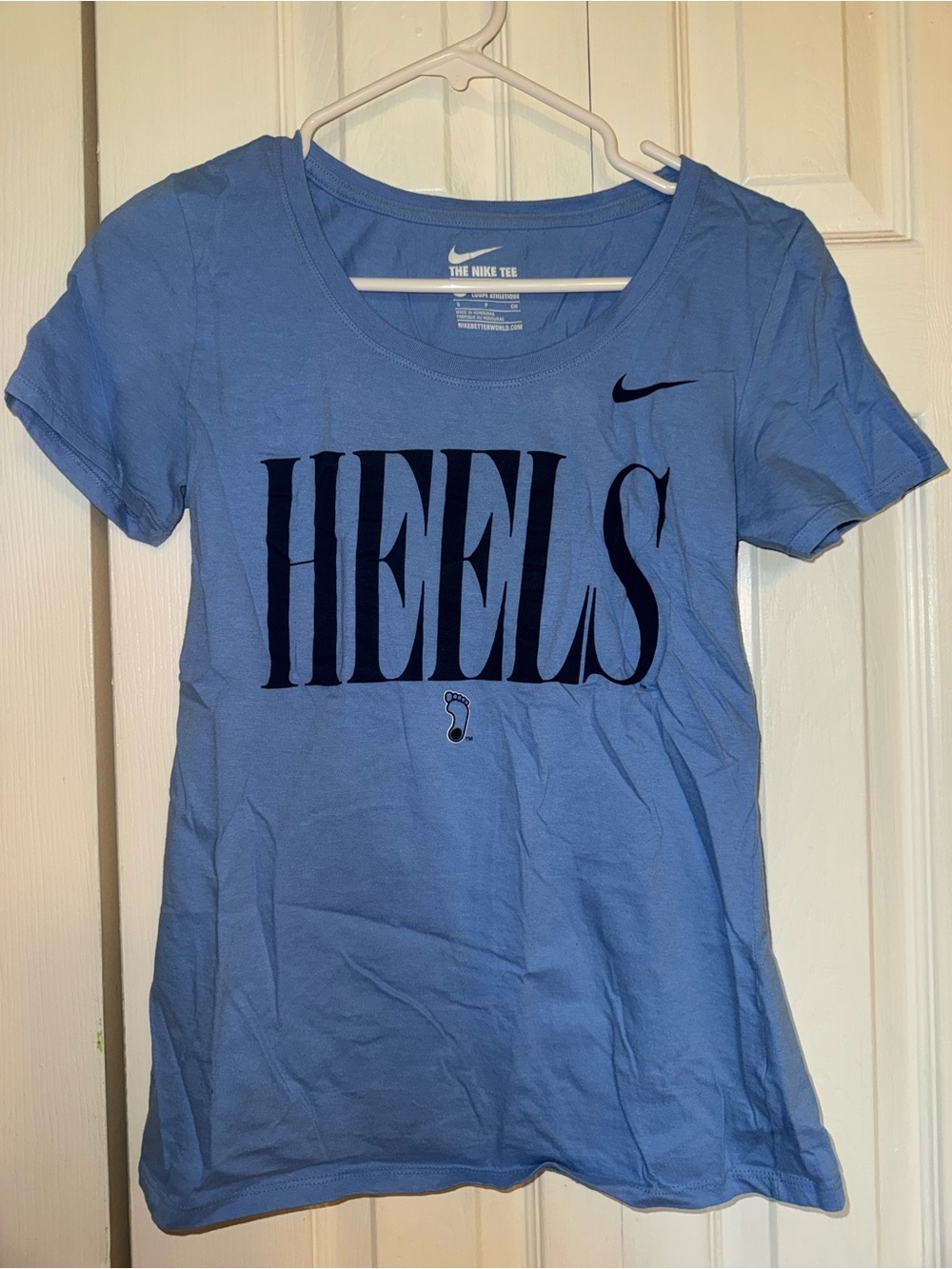 Nike Blue Crewneck Graphic Tee with White Logo